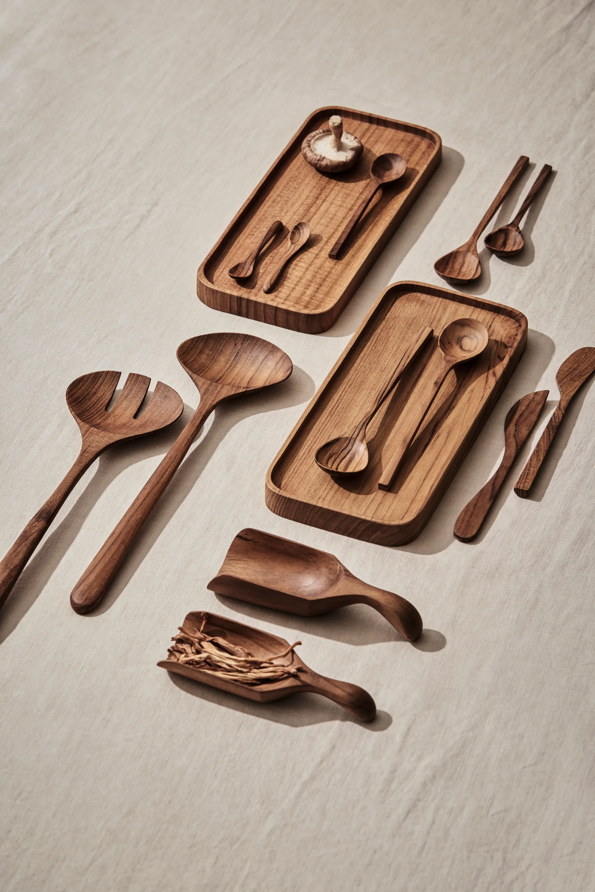 Teak serveringsskjeer, 2 deler, Brun Tell Me More