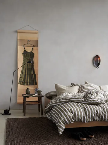 Tell Me More stripet dynetrekk bomull - Olive, 220x220 cm - Tell Me More