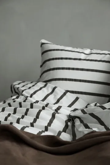 Tell Me More stripet dynetrekk bomull - Taupe, 150x200 cm - Tell Me More