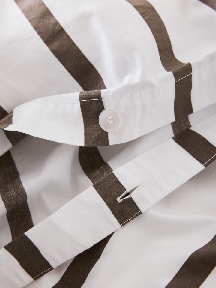 Tell Me More stripet dynetrekk bomull, Taupe, 240x220 cm Tell Me More