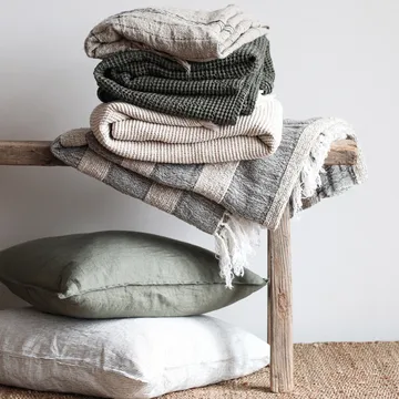 Washed linen putetrekk 50 x 50 cm - Khaki (grønn) - Tell Me More
