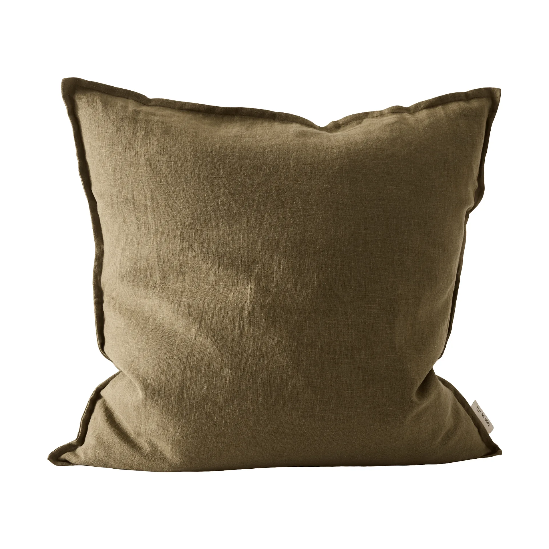Washed linen putetrekk 50 x 50 cm, Mørk olivengrønn Tell Me More