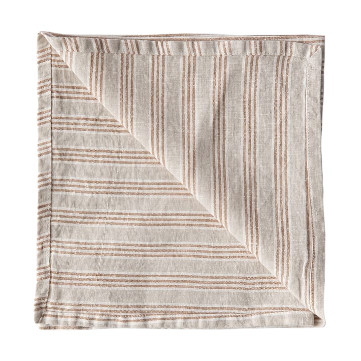 Washed linen stoffserviett 45 x 45 cm - Hazelnut stripe - Tell Me More