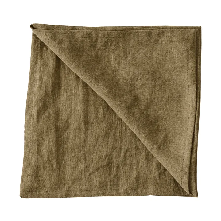 Washed linen stoffserviett 45 x 45 cm - Mørk olivengrønn - Tell Me More
