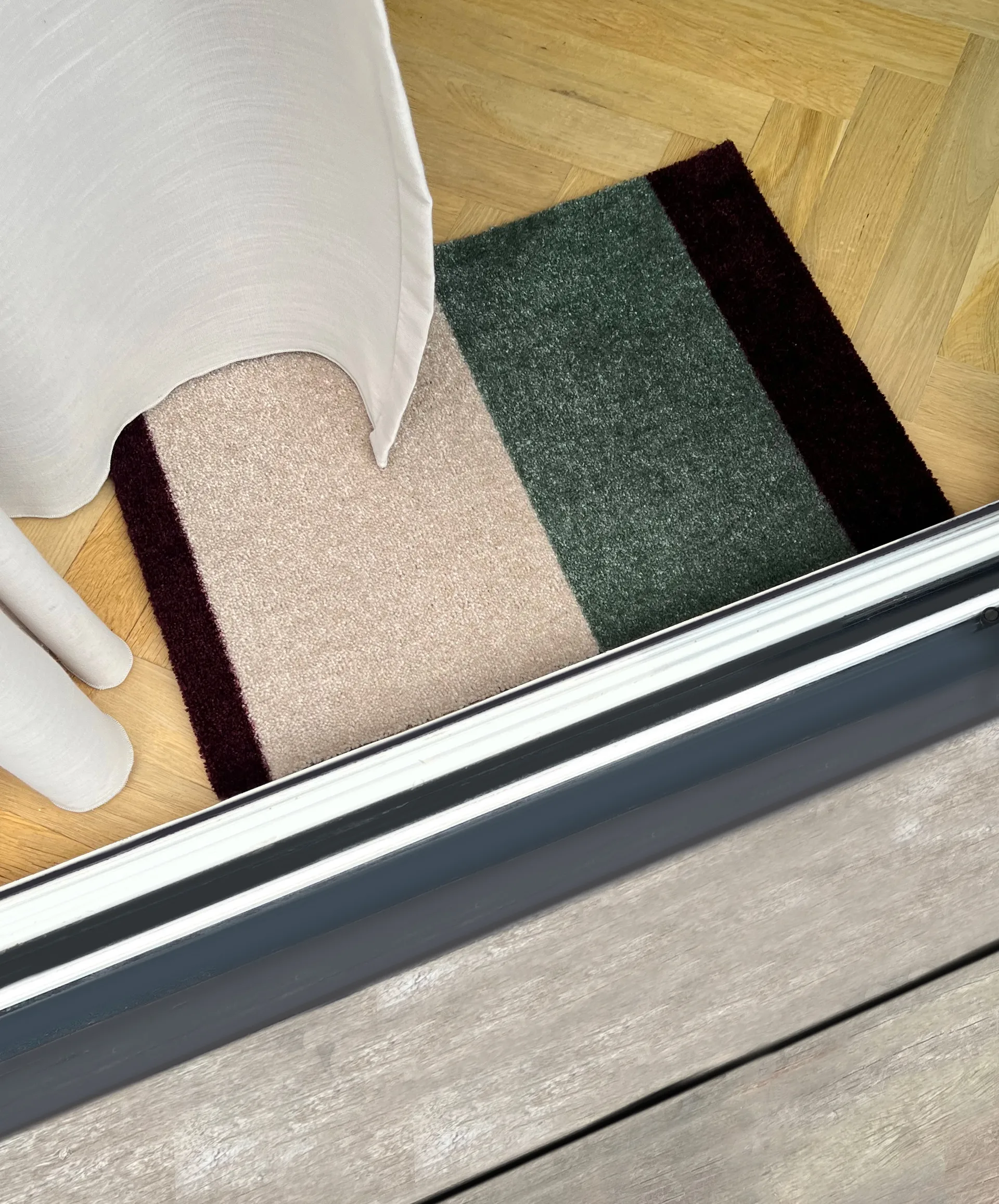 Stripes dørmatte horisontal, Green-ivory-bordeaux, 40x60 cm tica copenhagen