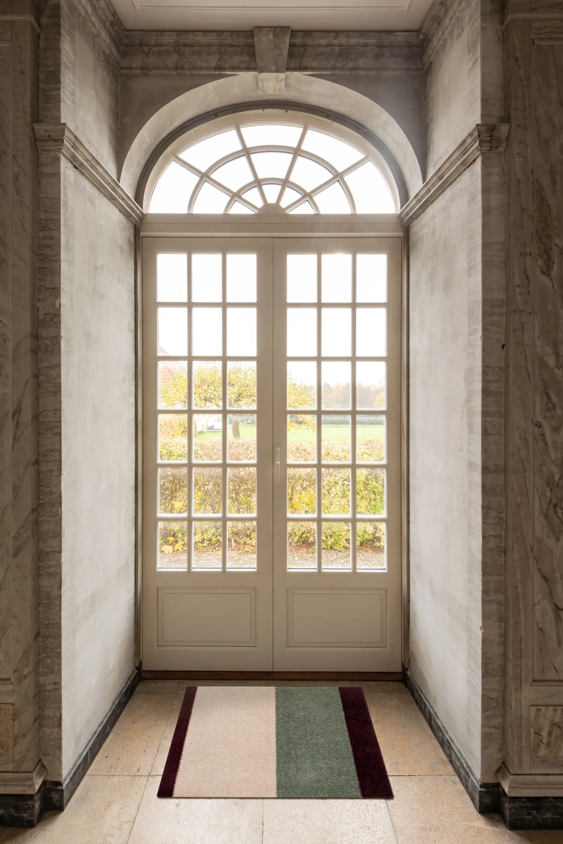 Stripes dørmatte horisontal, Green-ivory-bordeaux, 60x90 cm tica copenhagen