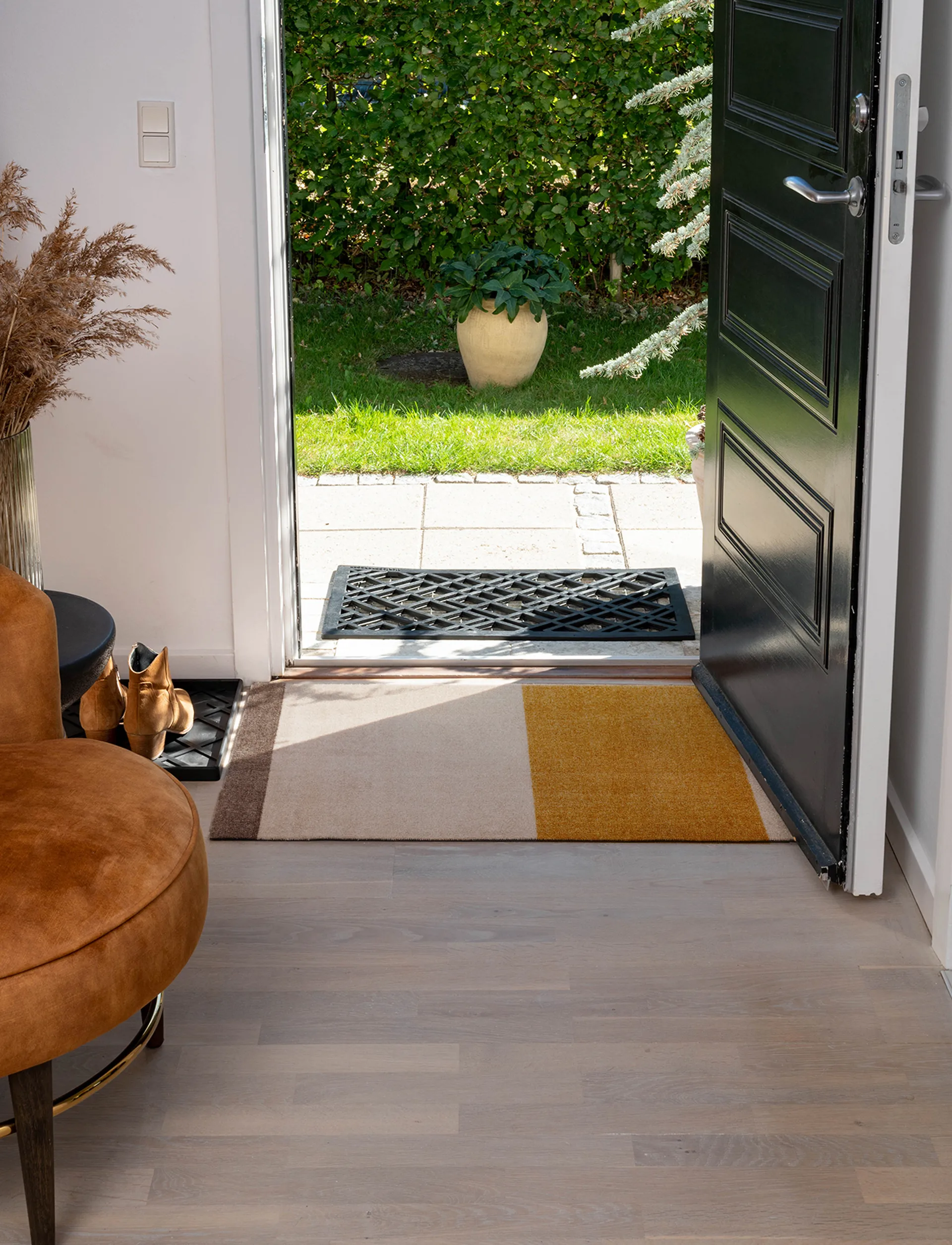 Stripes dørmatte horisontal, Ivory-dijon-brown, 60 x 90 cm tica copenhagen