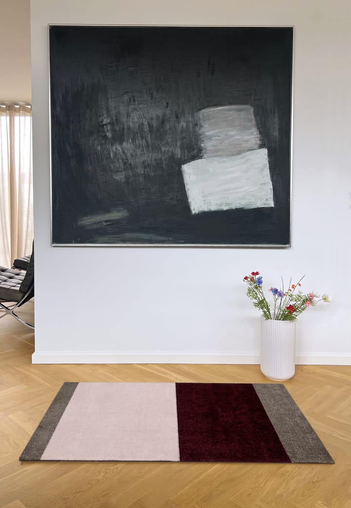 Stripes entréteppe horisontal, Bordeaux-rose-sand, 67x120 cm tica copenhagen