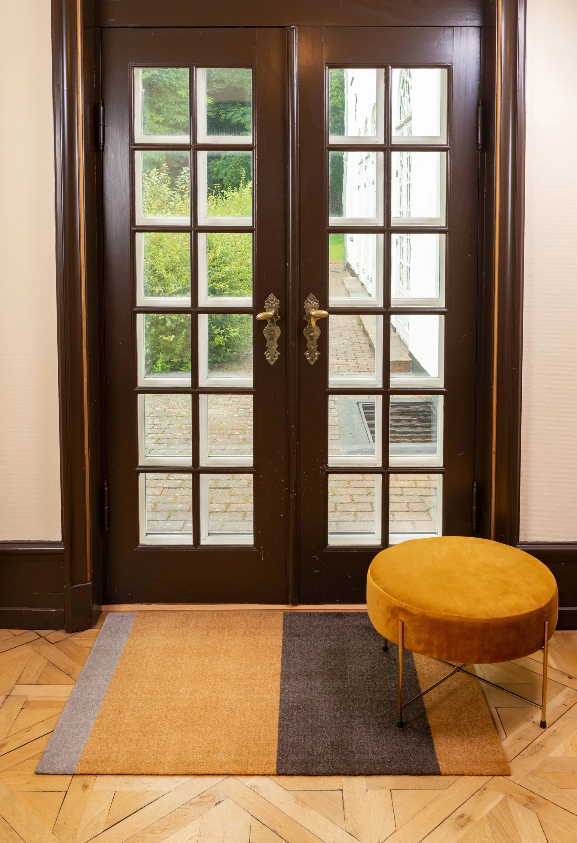 Stripes entréteppe horisontal, Dijon-brown-sand, 90 x 130 cm tica copenhagen