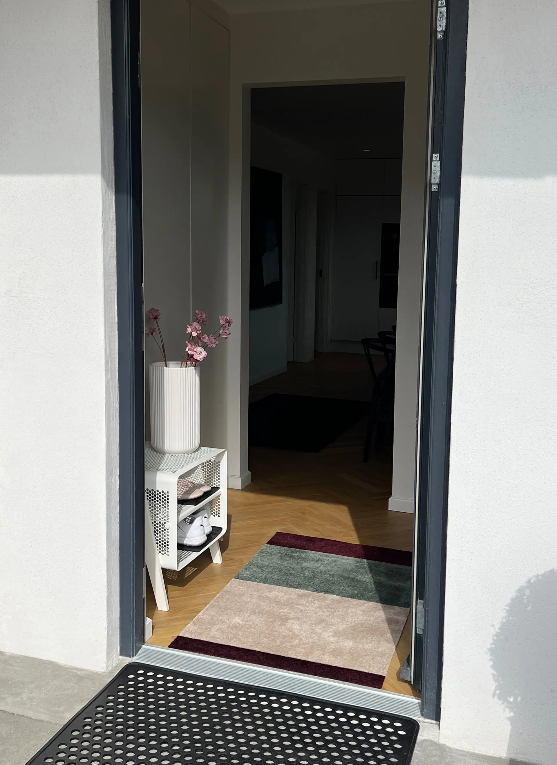 Stripes entréteppe horisontal, Green-ivory-bordeaux, 67x120 cm tica copenhagen