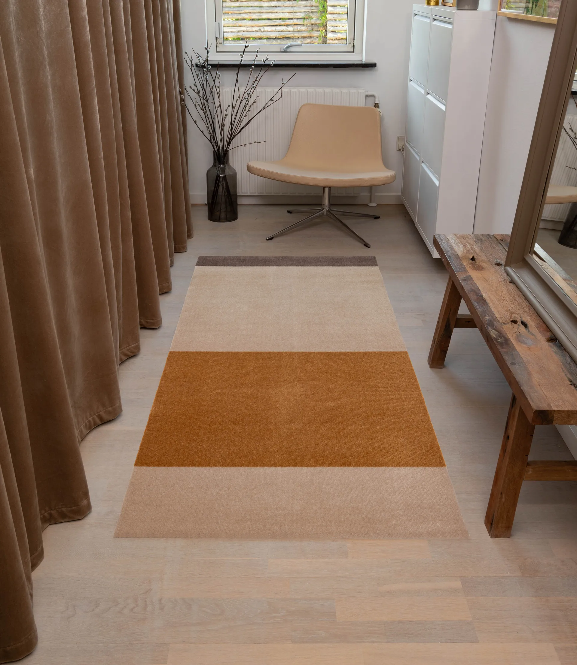 Stripes entréteppe horisontal, Ivory-dijon-brown, 90 x 200 cm tica copenhagen