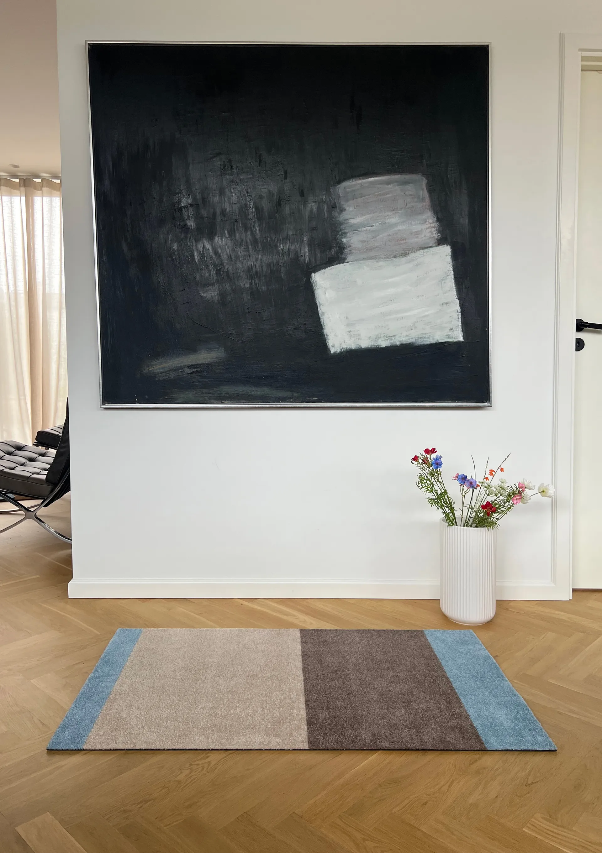Stripes entréteppe horisontal, Ivory-sand-blue, 67x120 cm tica copenhagen