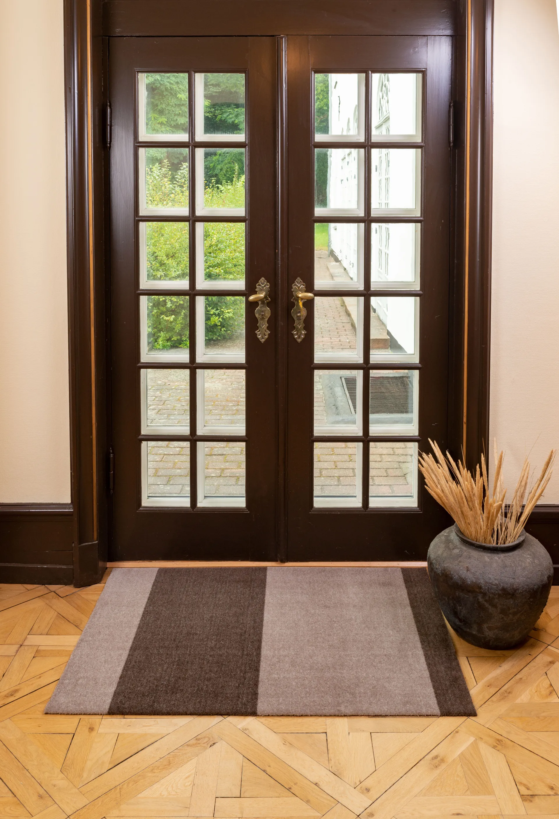 Stripes entréteppe horisontal, Sand-brown, 90 x 130 cm tica copenhagen