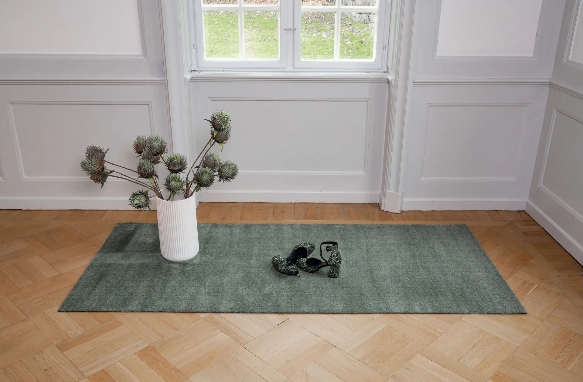 Unicolor entréteppe, Dusty green, 90 x 200 cm tica copenhagen