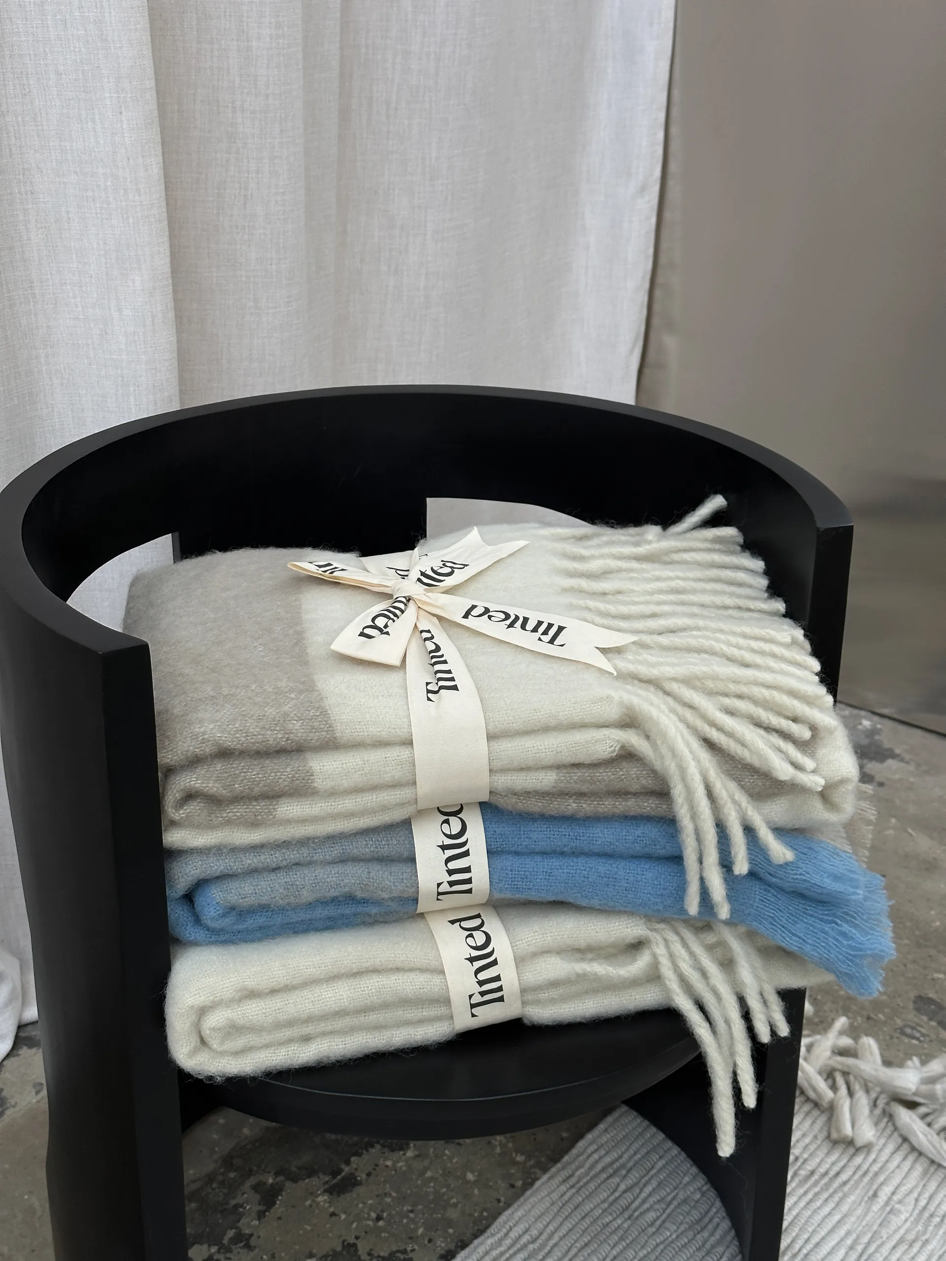 Ahlblom ullpledd 130x170 cm, Beige-blue Tinted