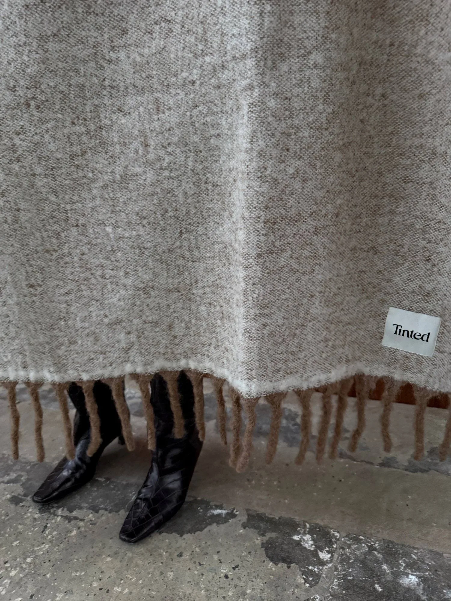 Fridh mohairpledd, Brown-off white, 130x170 cm Tinted