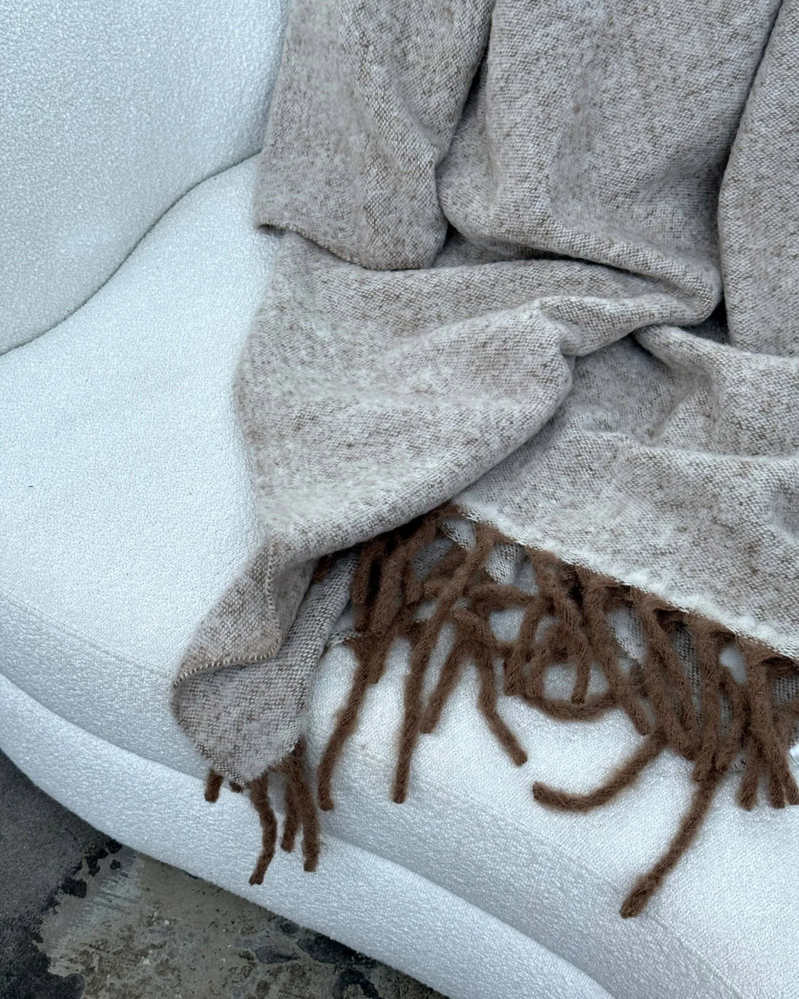 Fridh mohairpledd, Brown-off white, 130x170 cm Tinted