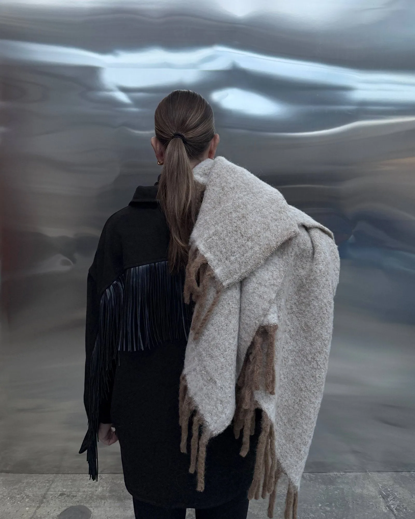 Fridh mohairpledd, Brown-off white, 130x170 cm Tinted