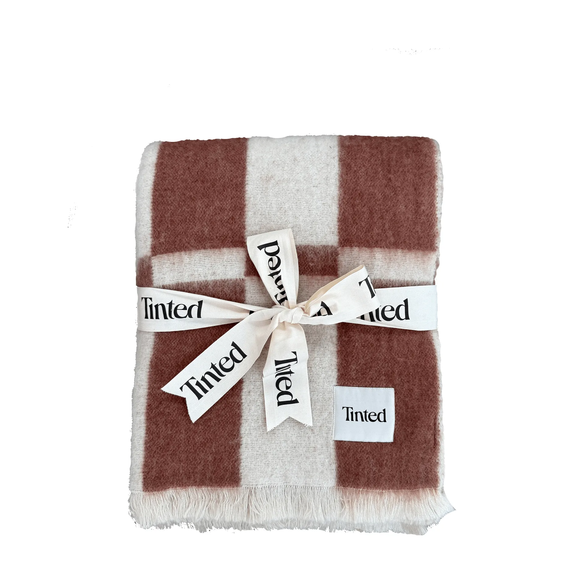 Hallin mohairpledd, Off white-rust, 130×170 cm Tinted