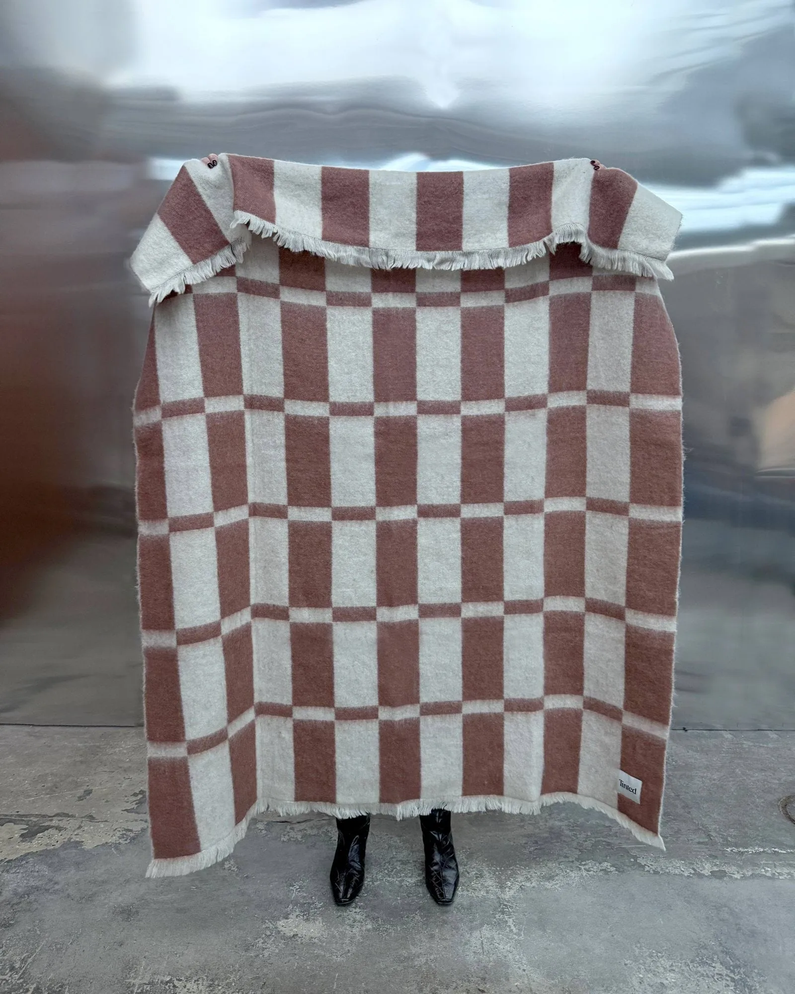 Hallin mohairpledd, Off white-rust, 130×170 cm Tinted