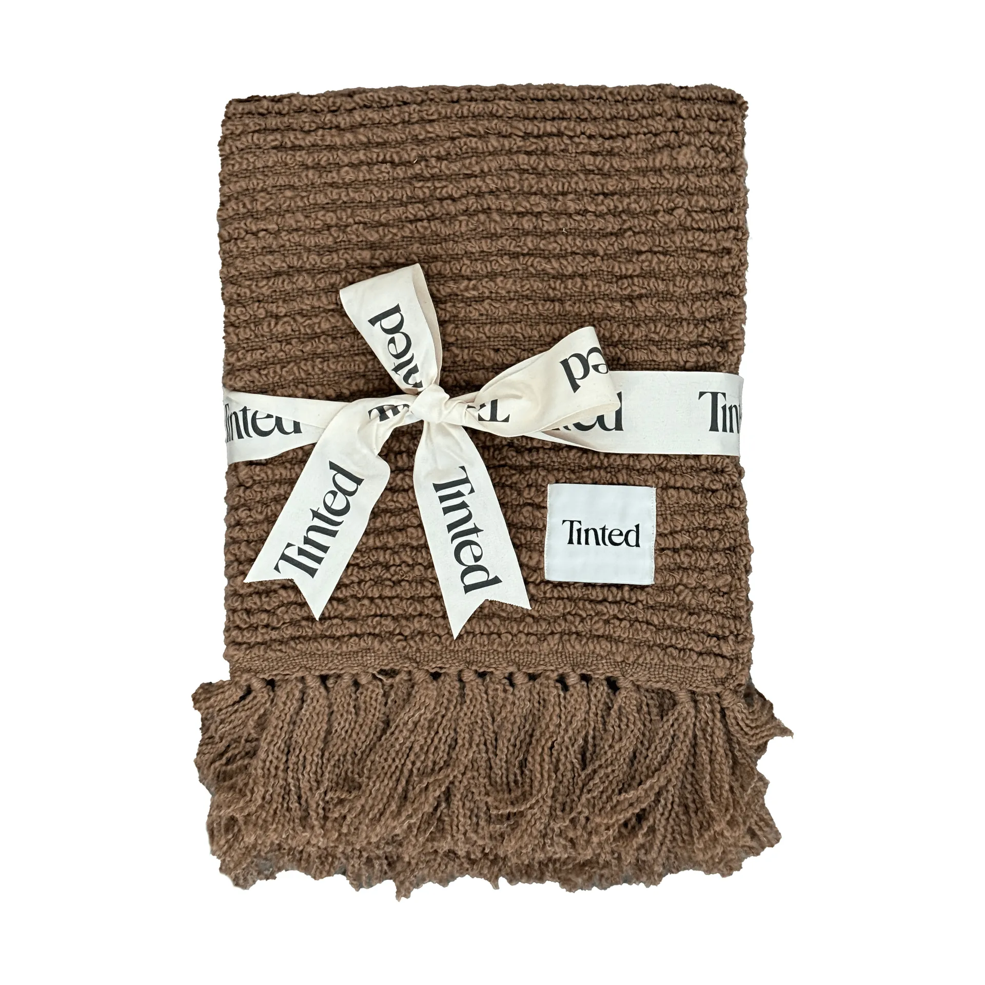 Janzen bouclé-pledd, Solid natural brown, 130x170 cm Tinted