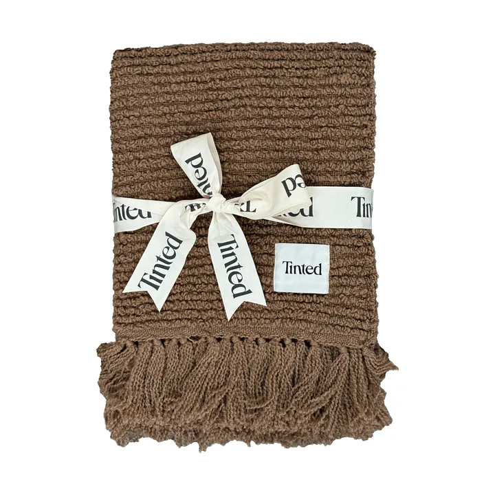 Janzen bouclé-pledd - Solid natural brown, 130x170 cm - Tinted