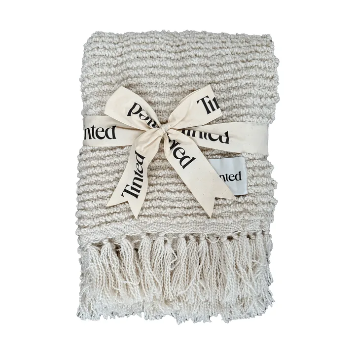 Janzen bouclé-pledd - Solid off white-natural, 130×170 cm - Tinted