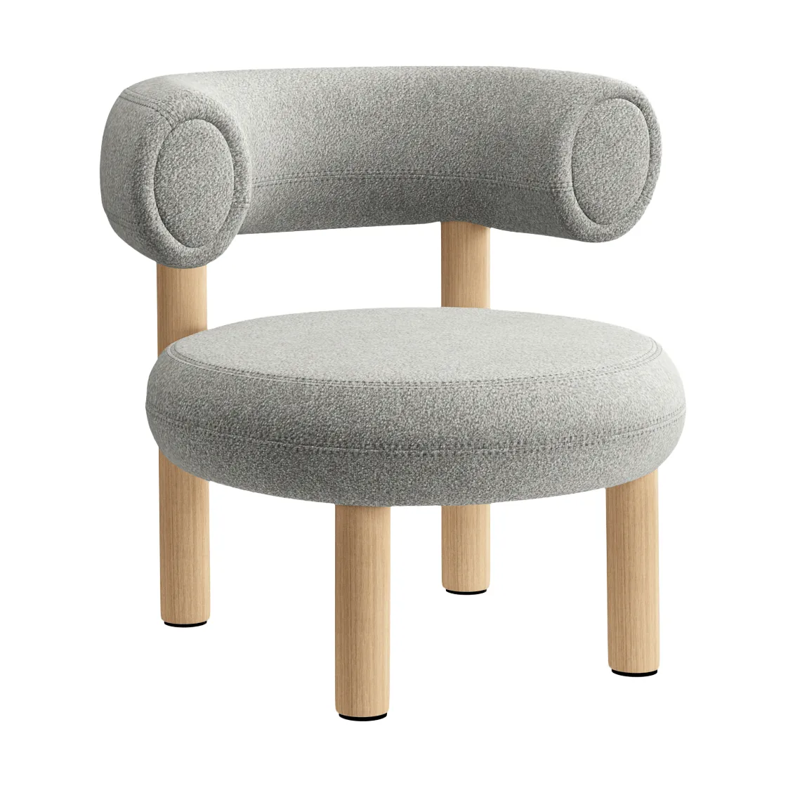 Fat loungestol, Børstet naturtre & natural alpine boucle Tom Dixon