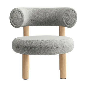 Fat loungestol - Børstet naturtre & natural alpine boucle - Tom Dixon