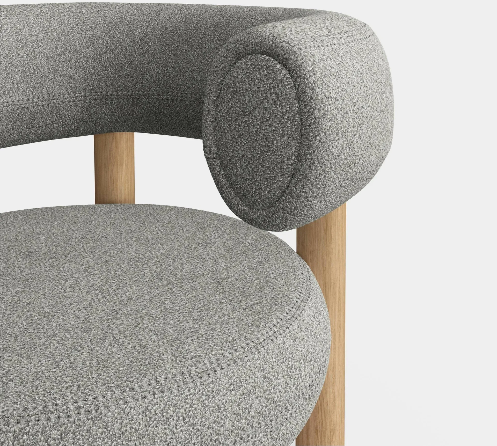 Fat loungestol, Børstet naturtre & natural alpine boucle Tom Dixon
