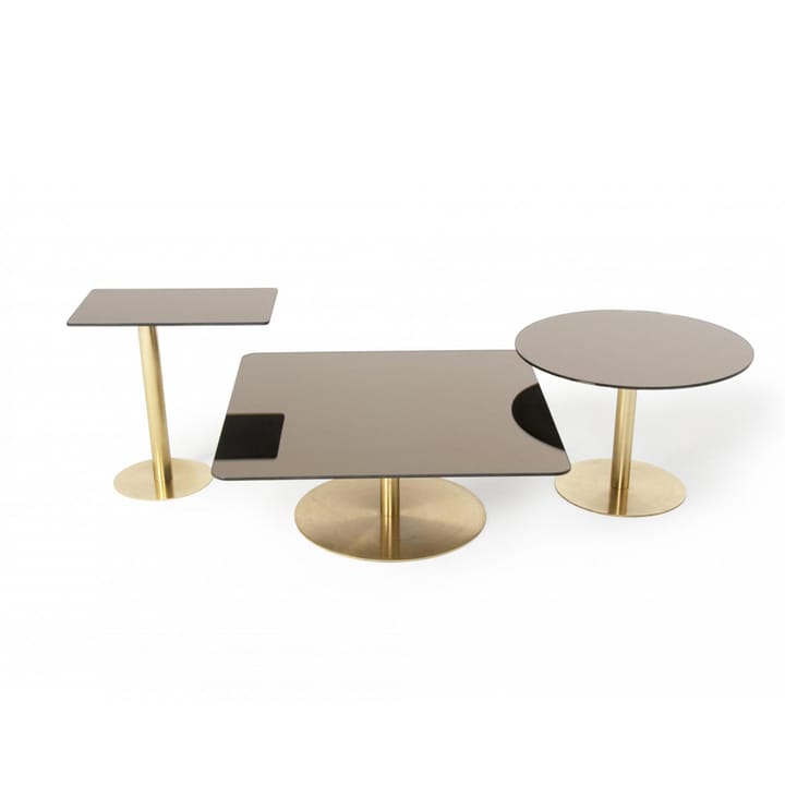 Flash sofabord 80x80 cm, Svart speilglass-svart stativ Tom Dixon