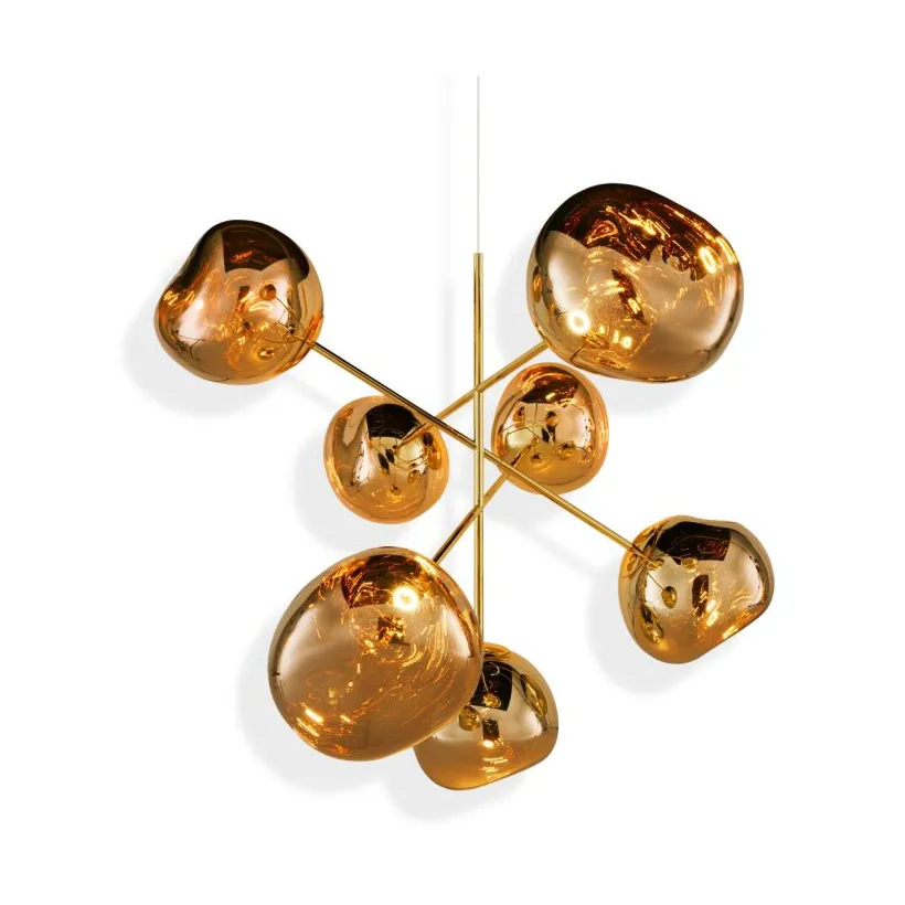 Melt Chandelier large lysekrone LED 196 cm, Gold Tom Dixon