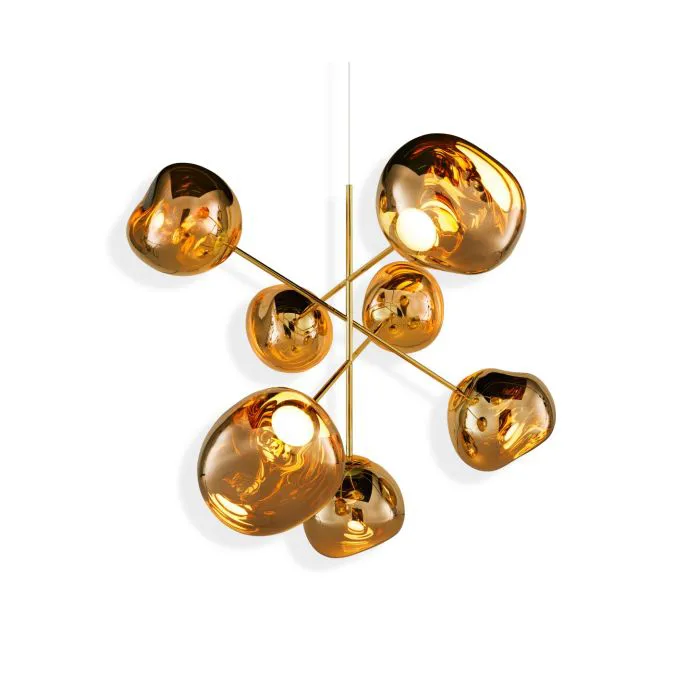Melt Chandelier large lysekrone LED 196 cm, Gold Tom Dixon