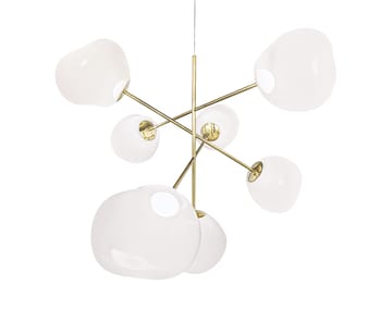 Melt Chandelier large lysekrone LED 196 cm - Opal-gold - Tom Dixon