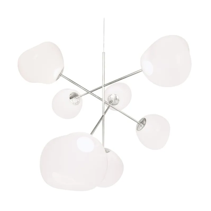 Melt Chandelier large lysekrone LED 196 cm, Opal-silver Tom Dixon