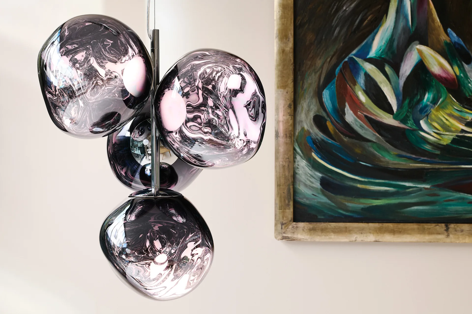 Melt Chandelier mini takkrone LED 63,4 cm, Smoke Tom Dixon