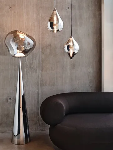 Melt Cone fat gulvlampe LED 174,5 cm - Nikkel-sølvfarget - Tom Dixon