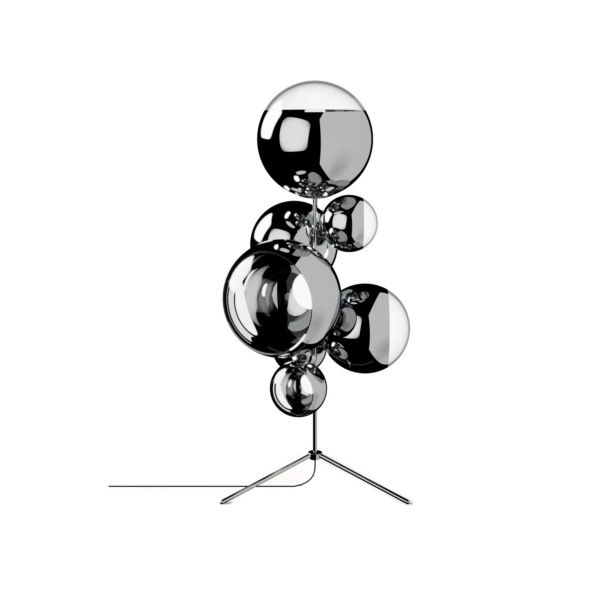 Mirror Ball lysekrone gulvlampe LED 181 cm, Silver Tom Dixon
