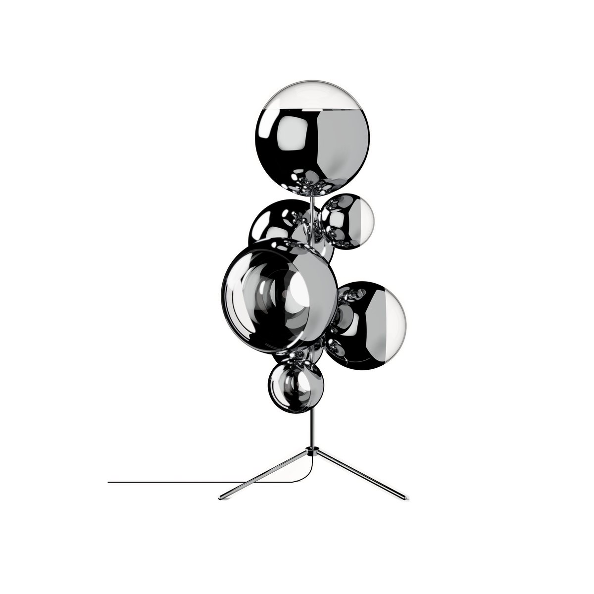 Bilde av Tom Dixon Mirror Ball lysekrone gulvlampe LED 181 cm Silver