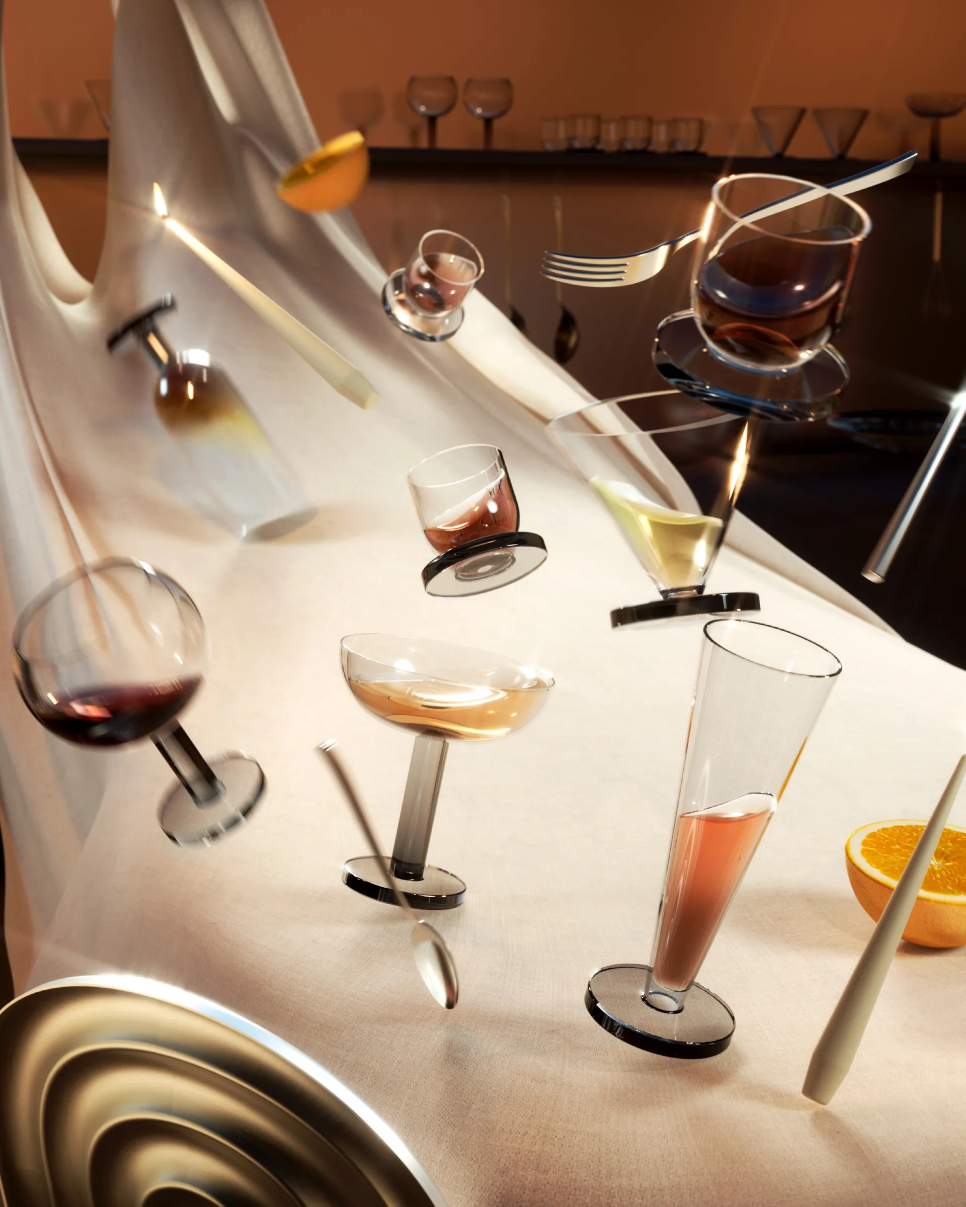 Puck Balloon glass på fot 45 cl 2-pakning, Clear-smoke Tom Dixon