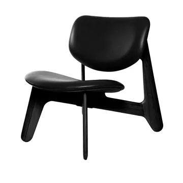 Slab loungestol polstret sete - Black ash-black leather - Tom Dixon