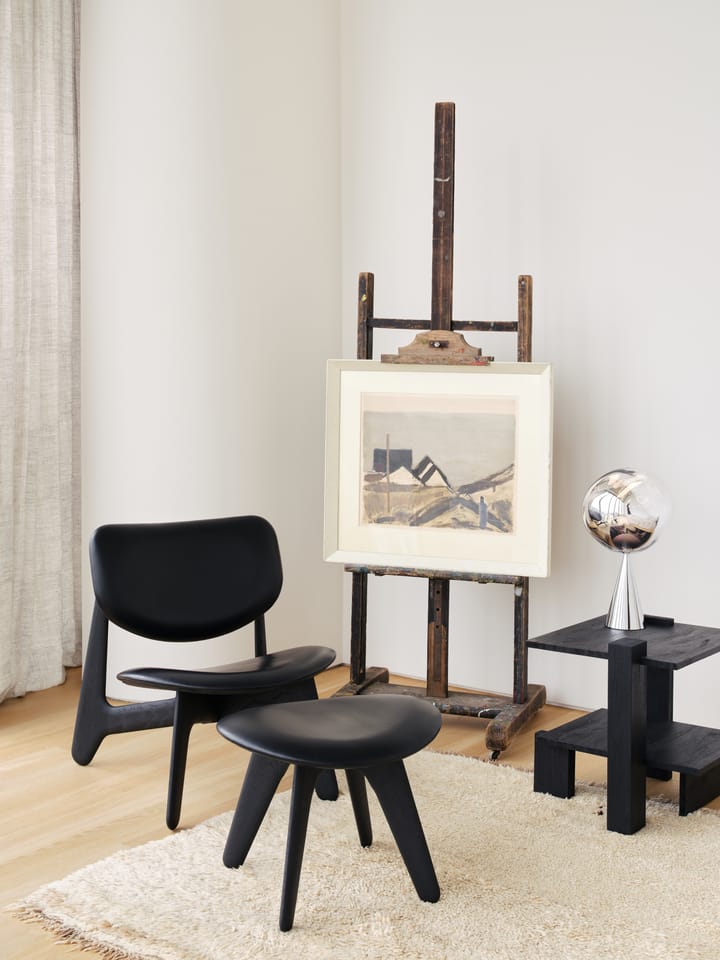 Slab loungestol polstret sete, Black ash-black leather Tom Dixon