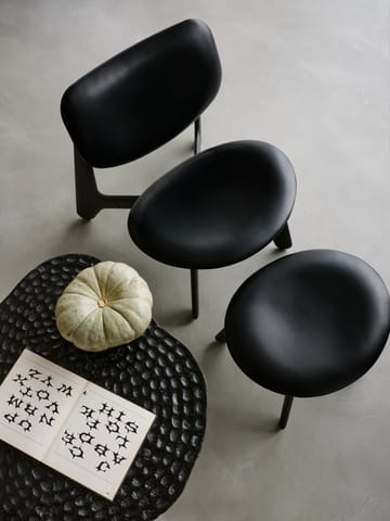 Slab loungestol polstret sete - Black ash-black leather - Tom Dixon