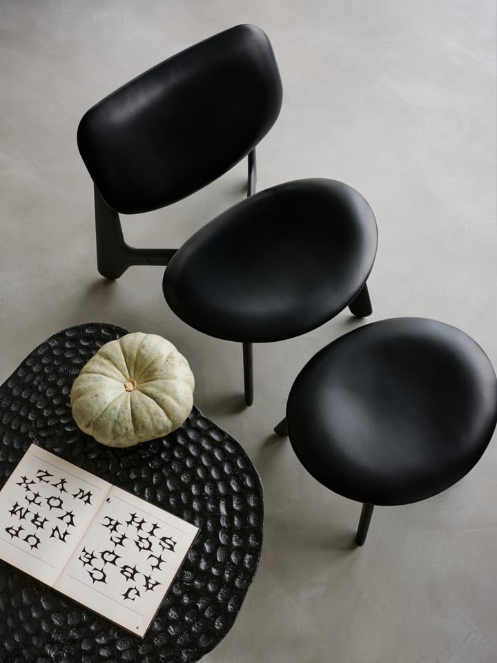Slab loungestol polstret sete, Black ash-black leather Tom Dixon