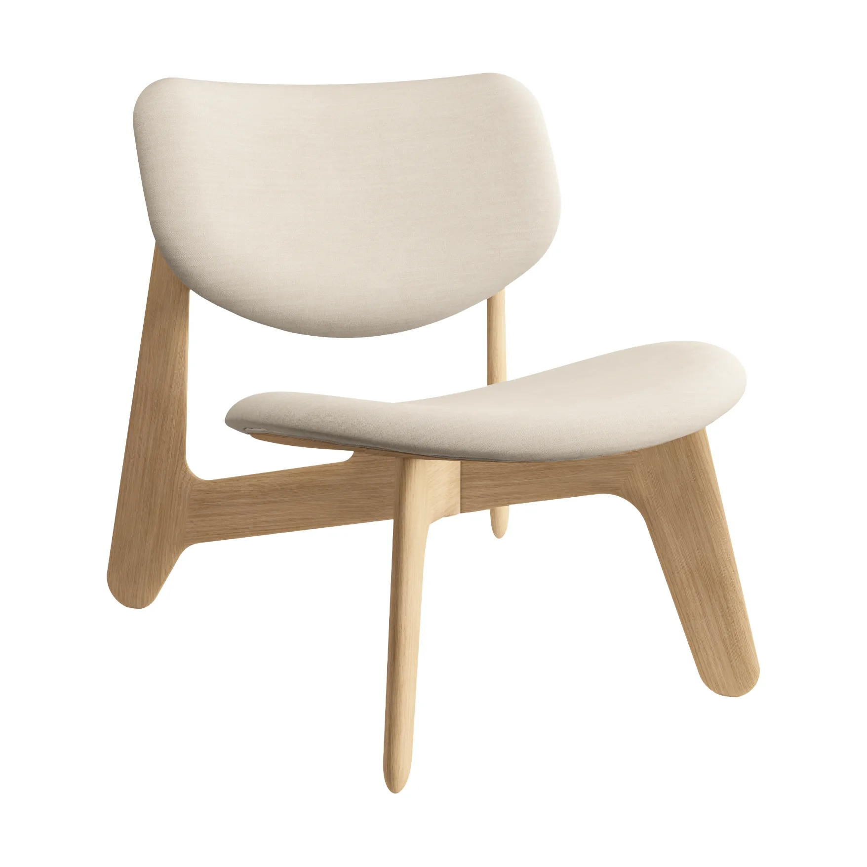 Slab loungestol polstret sete, Natural brushed oak-Linara 05 CMHR Cream Tom Dixon