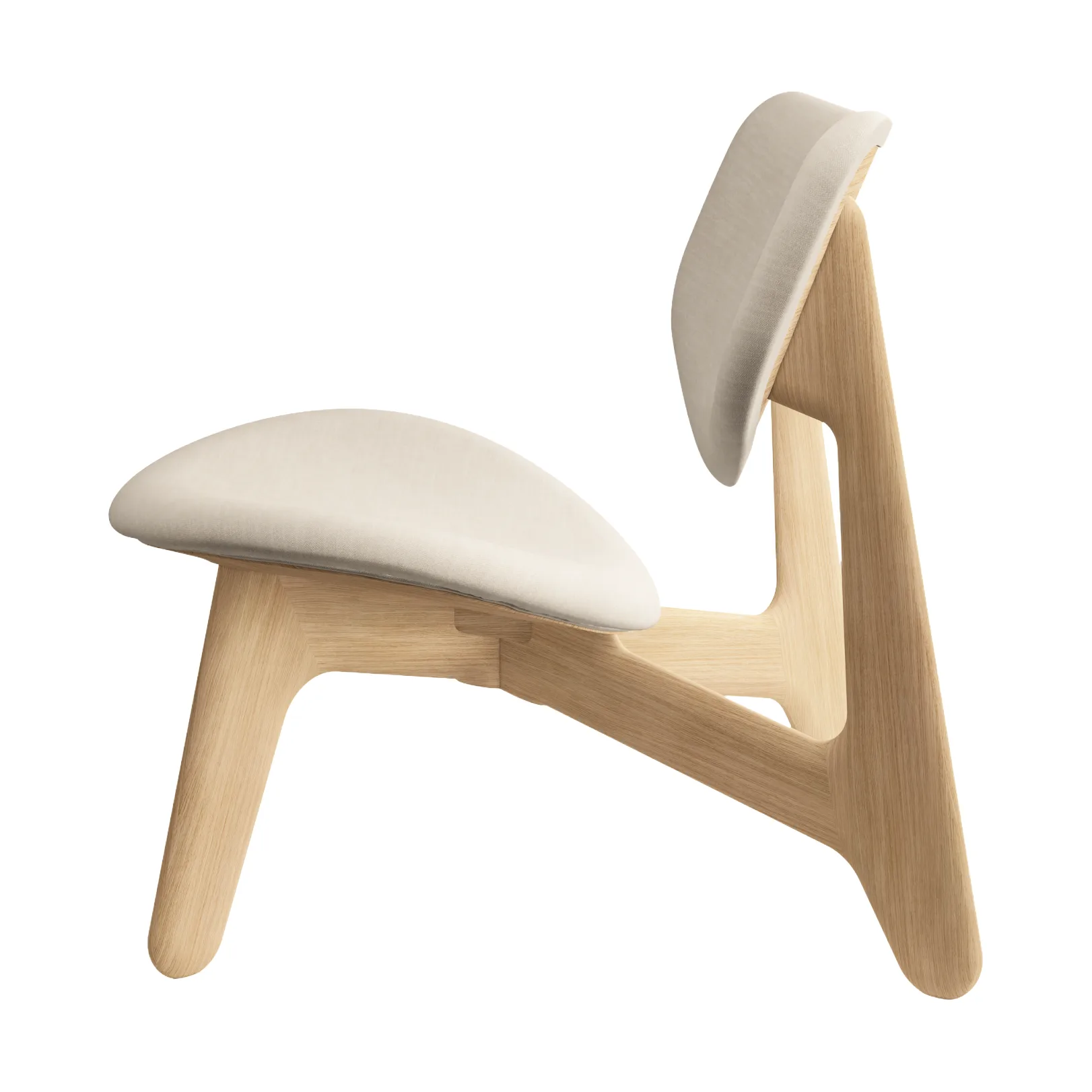 Slab loungestol polstret sete, Natural brushed oak-Linara 05 CMHR Cream Tom Dixon