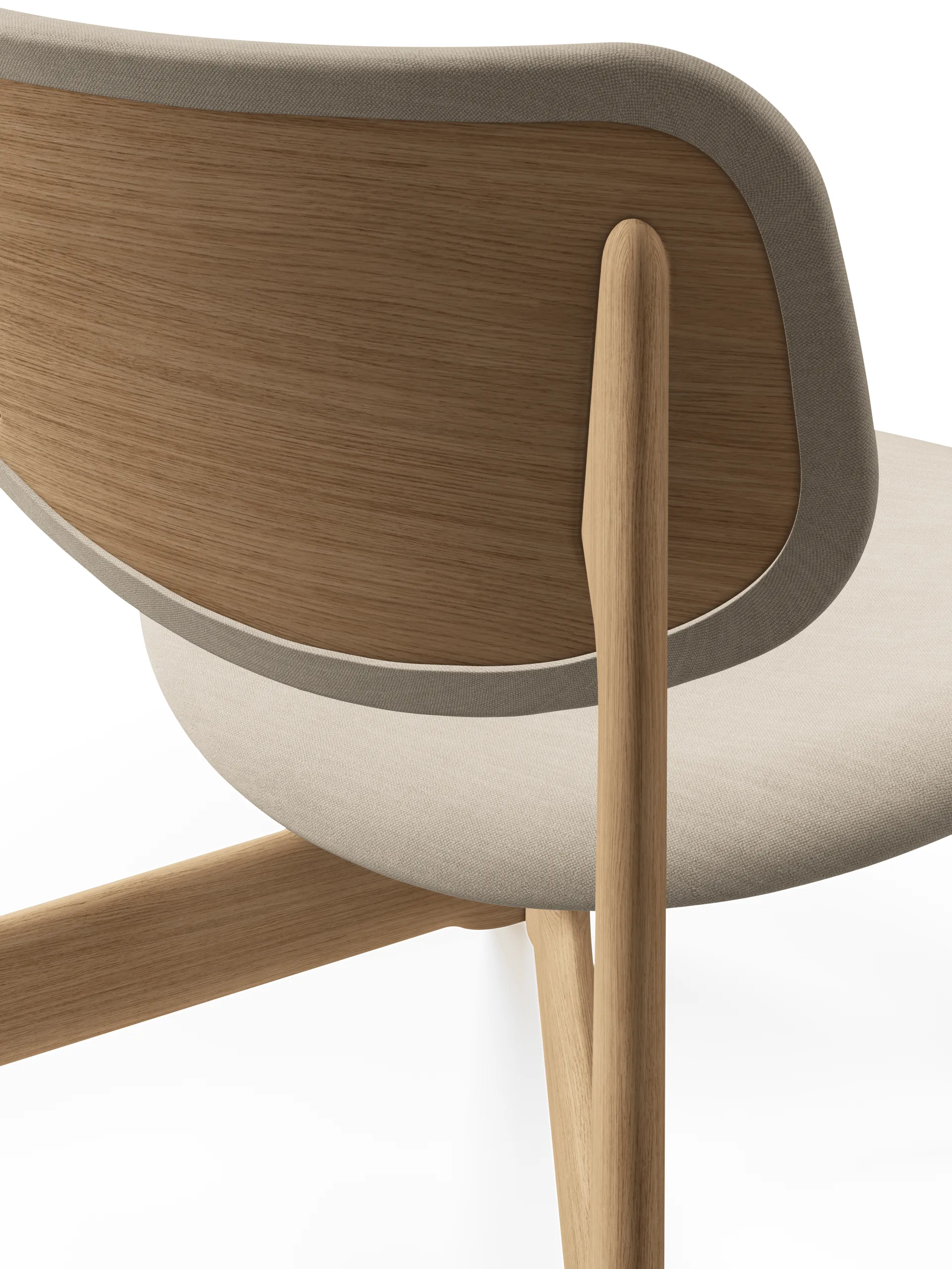 Slab loungestol polstret sete, Natural brushed oak-Linara 05 CMHR Cream Tom Dixon