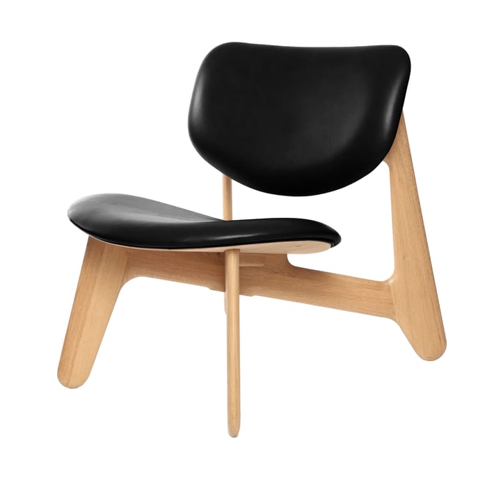 Slab loungestol polstret sete - Natural oak-black leather - Tom Dixon