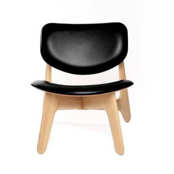Slab loungestol polstret sete - Natural oak-black leather - Tom Dixon