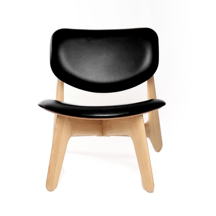Slab loungestol polstret sete, Natural oak-black leather Tom Dixon